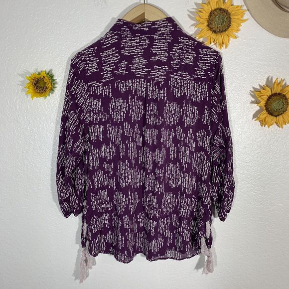 Prescott New York Purple Button Scrunchy Sleeve Blouse Plus Size 1X Women’s - Picture 6 of 11
